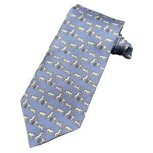 Tiger Tie Men's REEP Silk Wild Cat Tiger Animal Pattern Silver Blue Tie 4" x 59"